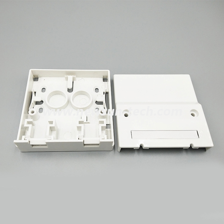 NSTB2-011 Mini 2 puerto Caja de terminación FTTH 86 * 86mm Outlet de pared de fibra óptica con obturador